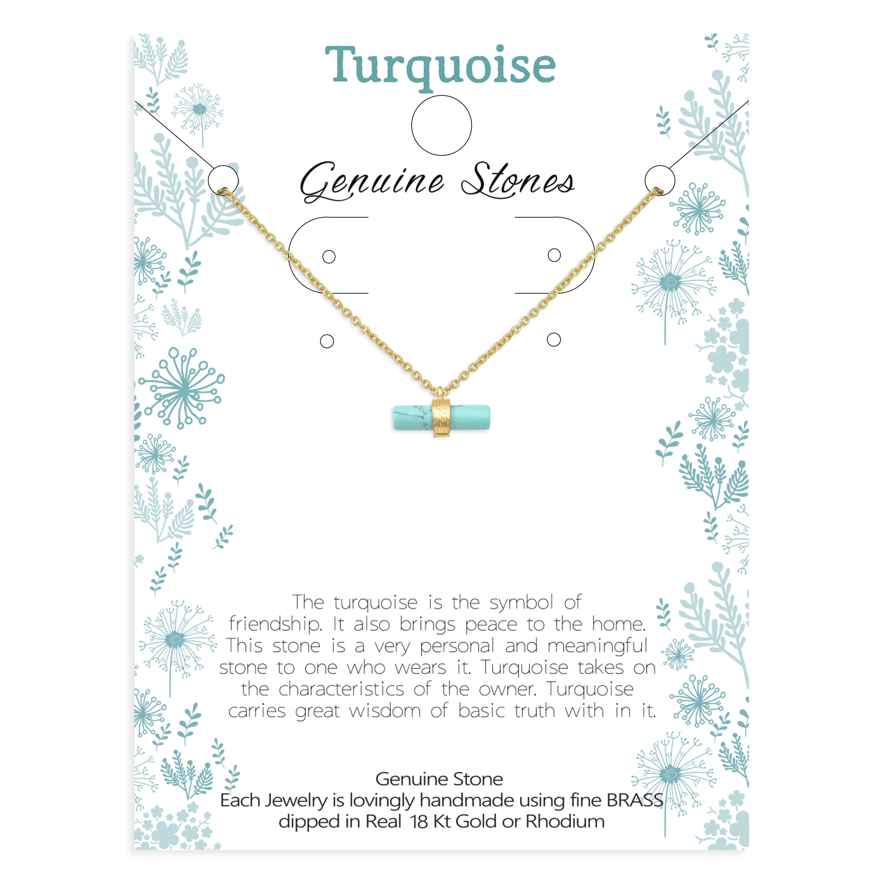 Gemstone Necklace Column Rectangle Turquoise Lapis Lazuli Jewelry for Girls