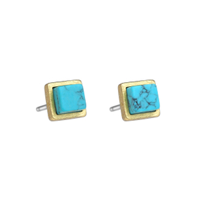 Small Turquoise Lapis Lazuli Howlite Earrings Simple Geometric Earrings Studs 