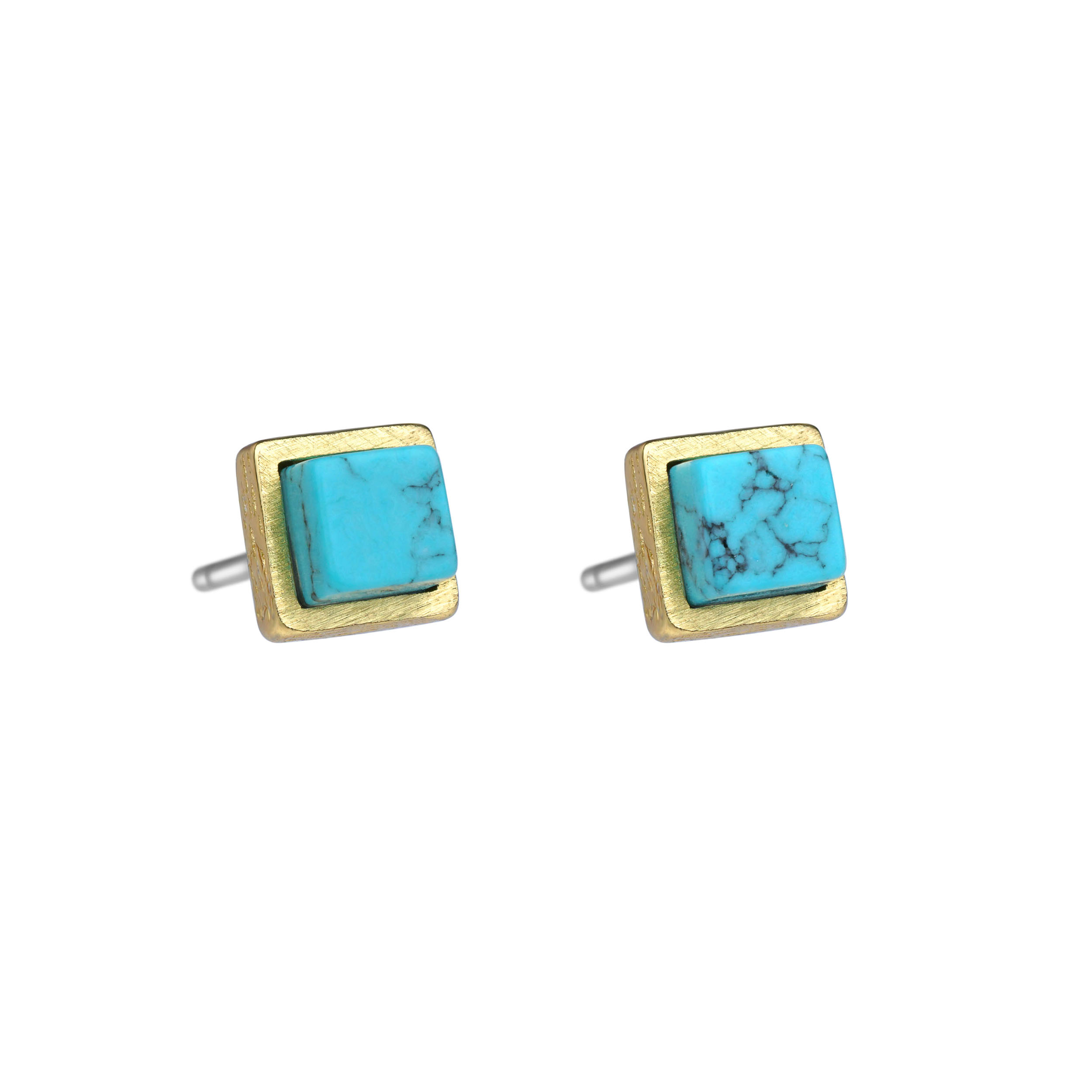 Small Turquoise Lapis Lazuli Howlite Earrings Simple Geometric Earrings Studs 