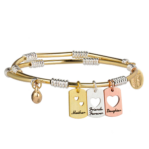 Brass Jewelry Mom And Daughter Bracelets with Multiple Heart Pendants 
