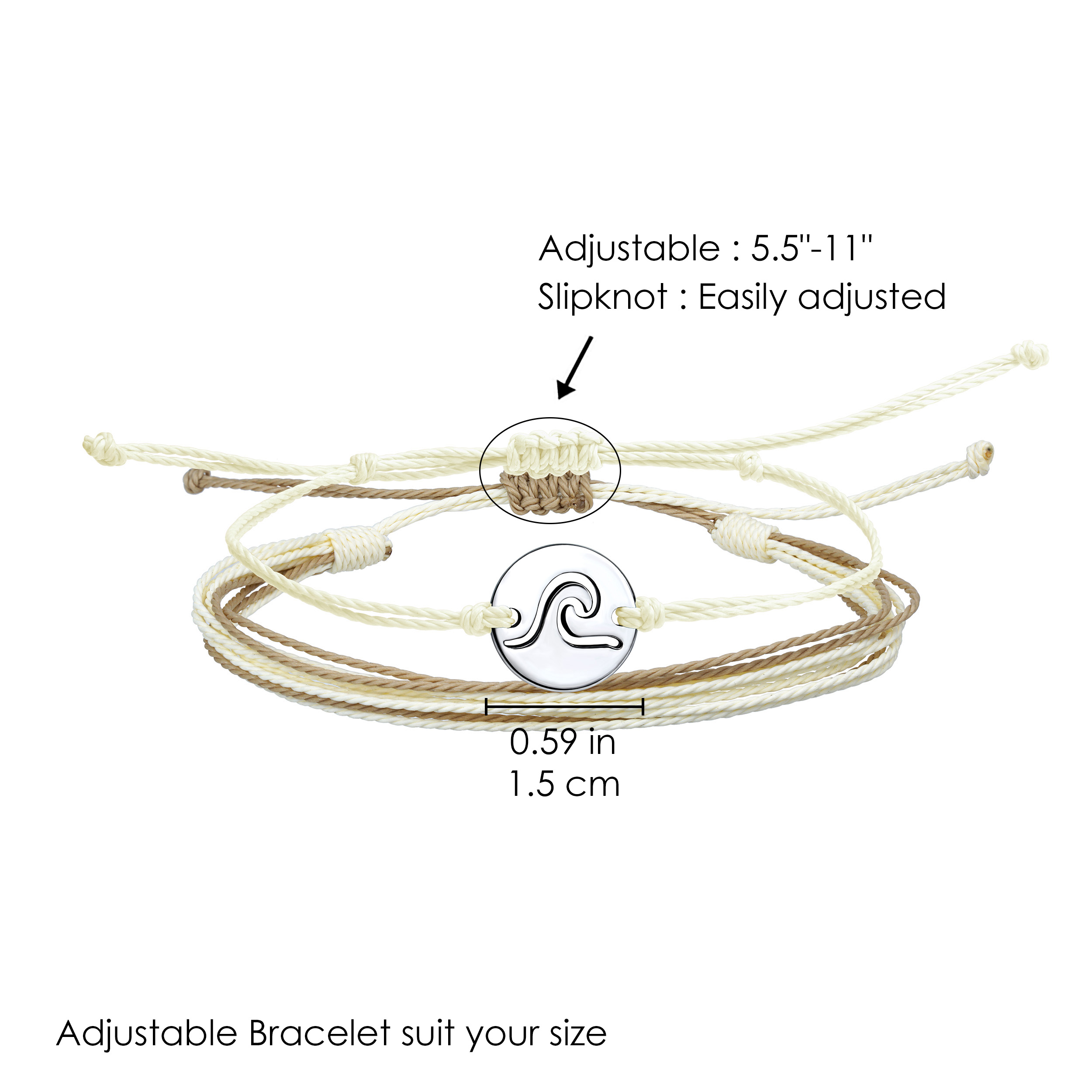 Ocean Wave Charm Double Layered Adjustable Summer Bracelets 