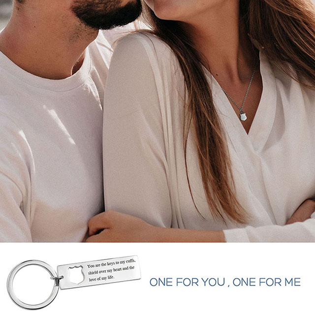 Personalized Stainless Steel Necklace Polices Badge Charm Matching Key Chain