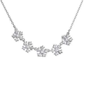 Luxury Elegant Zircon Christmas Snowflake Pendant Women Necklace 