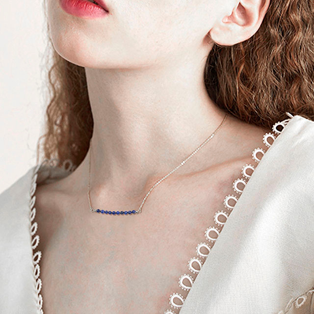 Birthstone Bar Necklaces for Women Silver Plated Dainty Created Amethyst Aquamarine Emerald Sapphire Crystal Gemstone Beaded Bar Necklace Pendant 