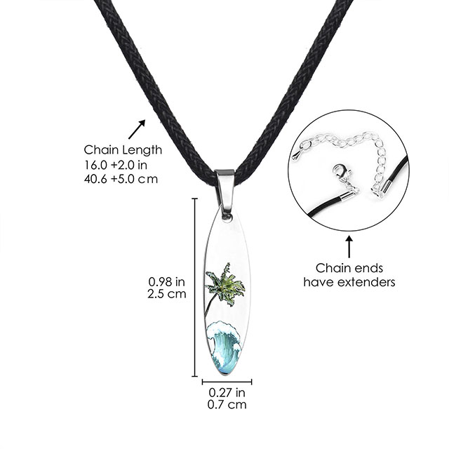 Surfboard Necklace for Women Men Ocean Wave Beach Necklaces Stainless Steel Surfboard Pendant Necklace Summer Necklace Hawaiian Surfer Jewelry Gift