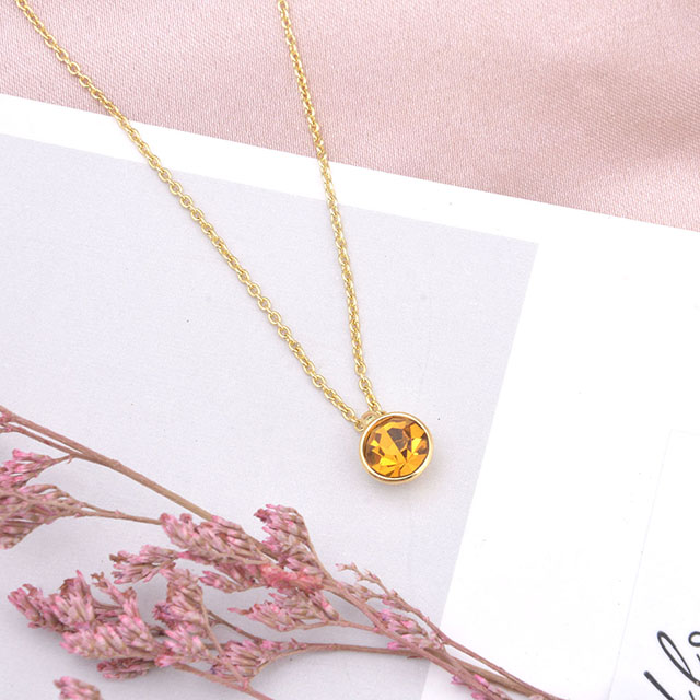 Birthstone Necklance for Women Girls Hypoallergenic Gold Plated Cubic Zirconia Gemstone Necklance Created Garnet Amethyst Necklance 