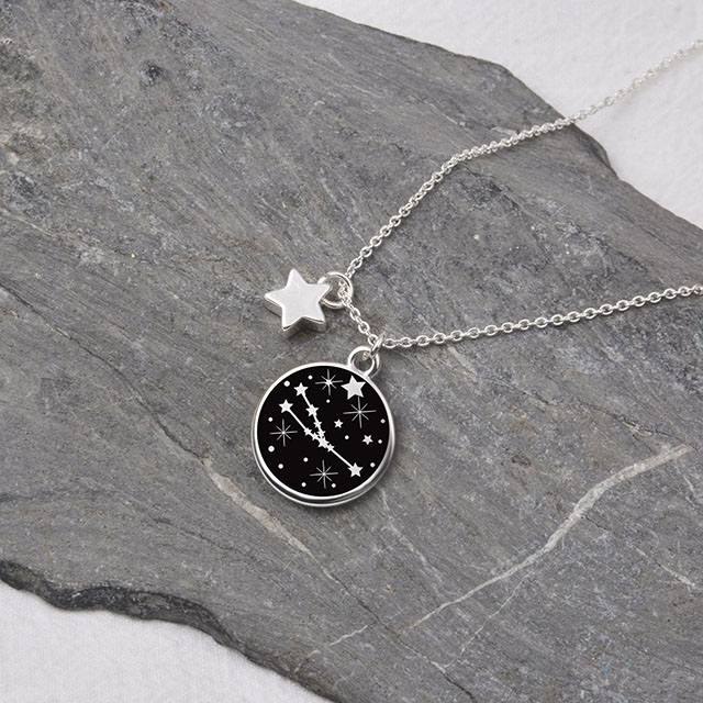 Star Black Round Disc Zodiac Sign Necklaces Astrology Necklace Jewelry Gift
