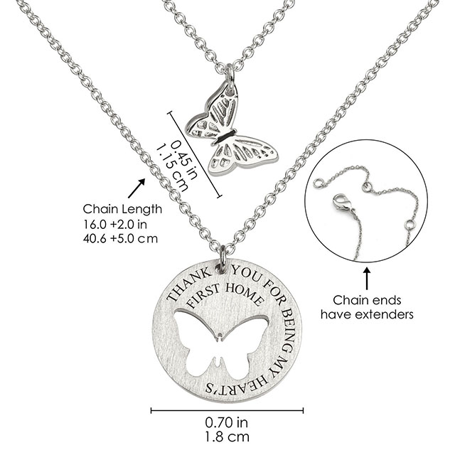 2PCS Butterfly Necklaces for Women Girls Silver Gold Plated Butterfly Matching Necklaces for Best Friends Mother Daughter Butterfly Cutout Pendant Necklace 