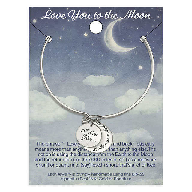 I Love You to The Moon and Back Bracelet Silver Gold Plated Moon Pendant Bracelet Jewelry Gifts for Women Mom Wife Girlfriend