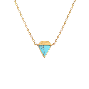 Gemstone Bar Necklaces for Women Gold Silver Plated Simulated Turquoise Necklace Pendant Triangle Square Necklaces Dainty Choker Necklace Jewelry Gift