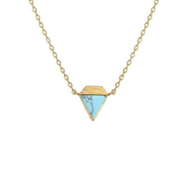 Gemstone Bar Necklaces for Women Gold Silver Plated Simulated Turquoise Necklace Pendant Triangle Square Necklaces Dainty Choker Necklace Jewelry Gift