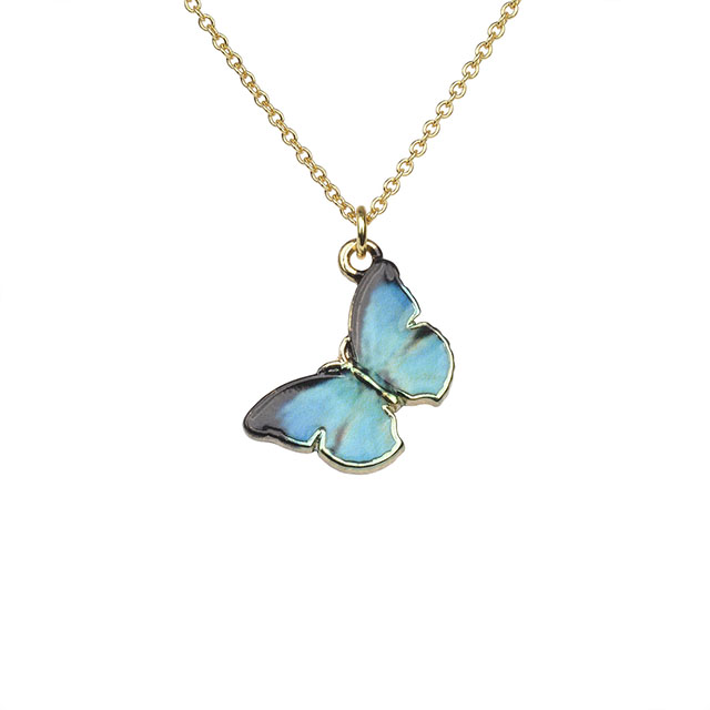 Colorful Butterfly Necklace Hand Painted Butterfly Necklaces for Women Dainty Cute Butterfly Charm Jewelry Pendant Necklace for women gifts