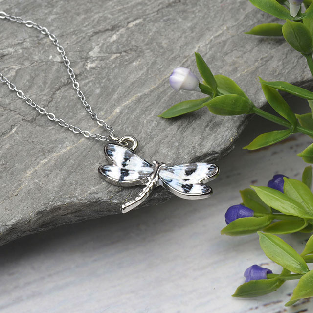 Colorful Dragonfly Necklace Hand Painted Dragonfly Necklaces for Women Dainty Cute Dragonfly Charm Jewelry Pendant Necklace -silver