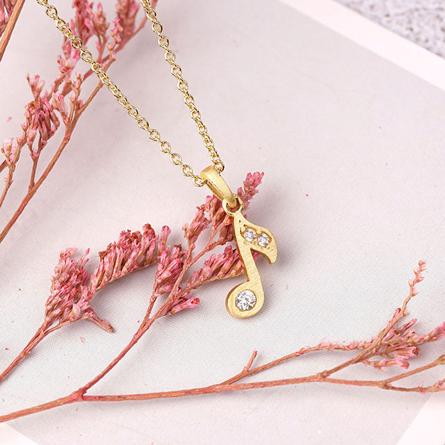 Musical Note Pendant Necklace Cubic Zirconia Music Note Jewelry Gifts for Music Lover Women Girl Gift