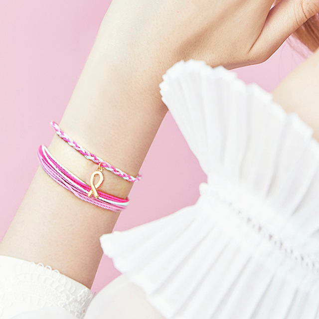 Pink Bow Ribbon Bracelet for Breast Cancer Awareness Gifts for women's love