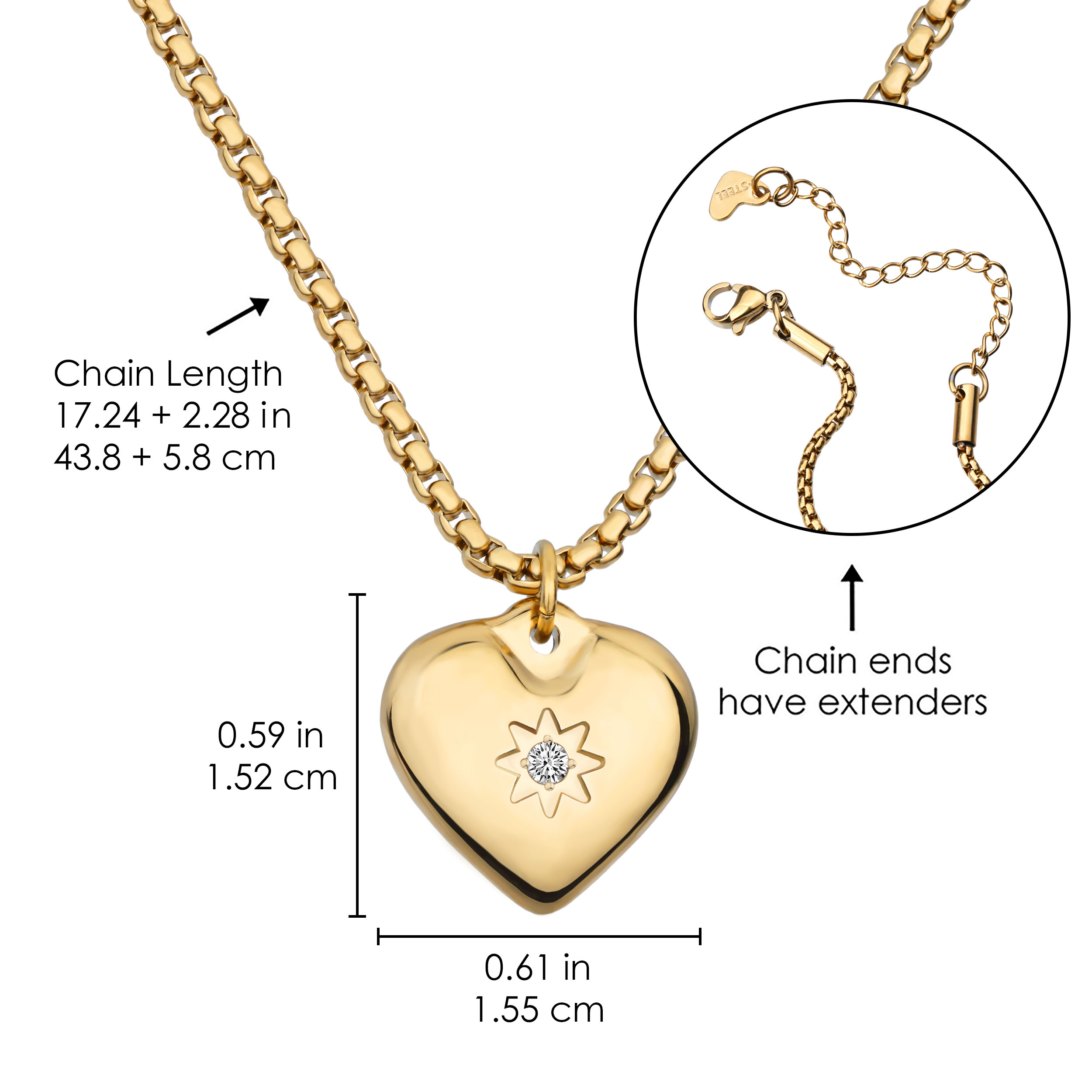 Wholesale Stainless Steel Chunky Love Heart Pendant Necklace with Mother of Pearl Shell