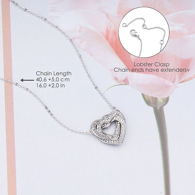 Wholesale Dainty Crystal Jewelry Zircon Multi-layered Heart Necklace