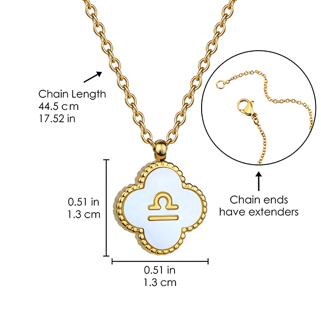 Stainless Steel Necklace 12 constellations Women 18k Gold Four Leaf Clover Necklace