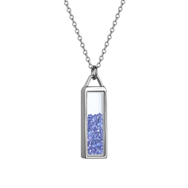 12 Month Birthstone Rectangle Pendant Necklace
