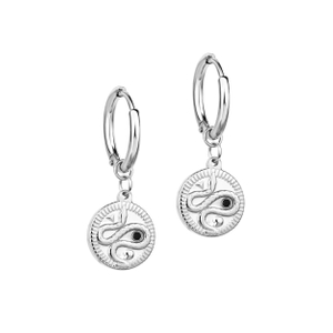 Round Plate Snake Earring Vintage Stainless Steel Diamond Coin Shape Earring