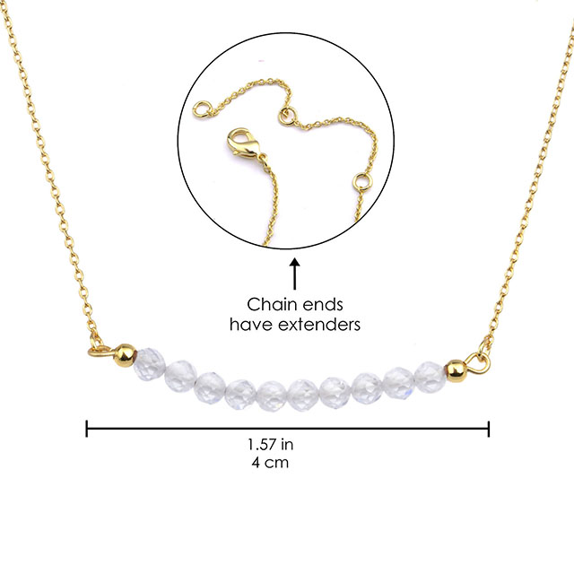 Birthstone Bar Necklaces for Women Gold Plated Dainty Created Amethyst Aquamarine Emerald Sapphire Crystal Gemstone Beaded Bar Necklace Pendant 