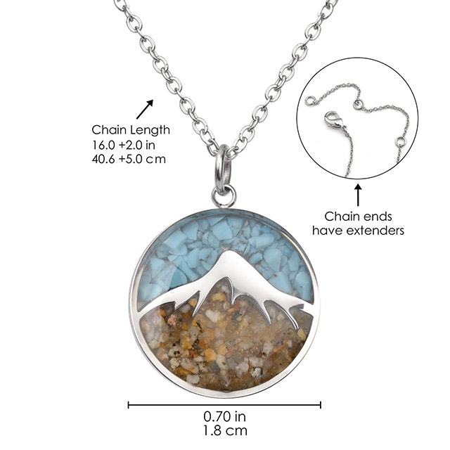  for Women Turquoise Sodalite Tumbled Chips Pendant Necklace Dainty Circle Mountain Range Necklaces 