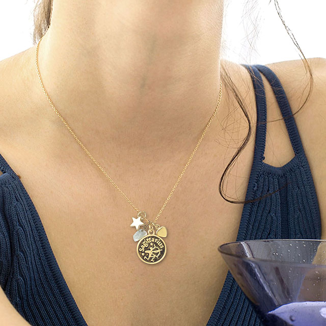 Zodiac Necklace for Women Retro Constellation Astrology Necklace Pendant Round Disc Gemstone Heart Star Charms Zodiac Sign Necklaces