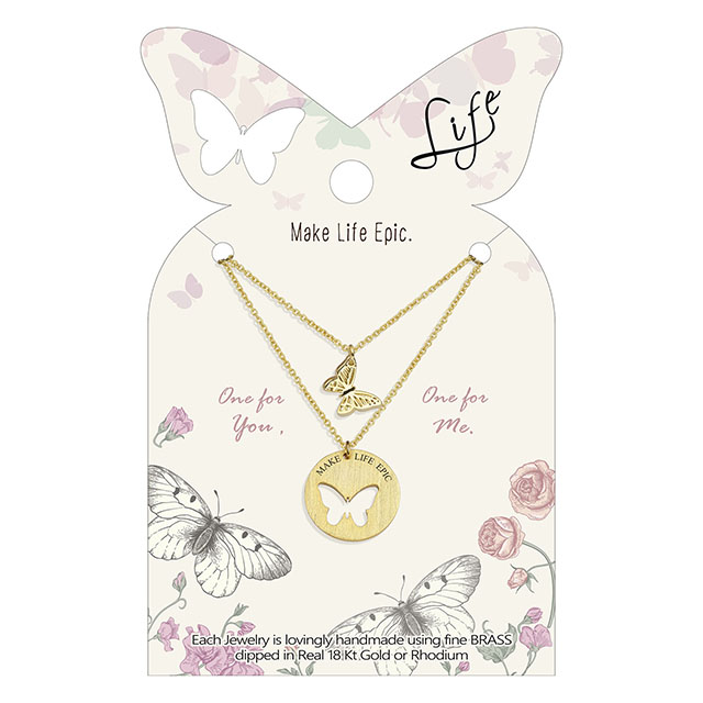 2PCS Butterfly Necklaces for Women Girls Gold Plated Butterfly Matching Necklaces for Best Friends Mother Daughter Butterfly Cutout Pendant Necklace 
