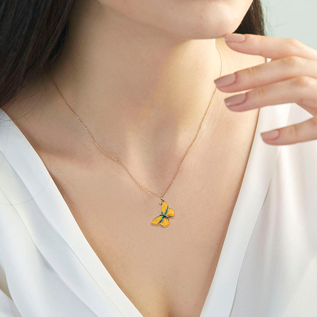 Colorful Butterfly Necklace Hand Painted Butterfly Necklaces for Women Dainty Cute Butterfly Charm Jewelry Pendant Necklace for women gifts