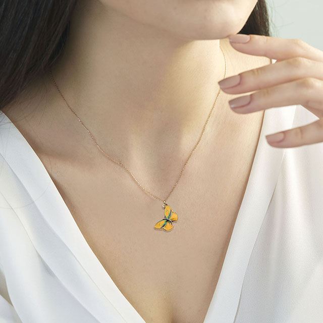 Colorful Butterfly Necklace Hand Painted Butterfly Necklaces for Women Dainty Cute Butterfly Charm Jewelry Pendant Necklace for women gifts