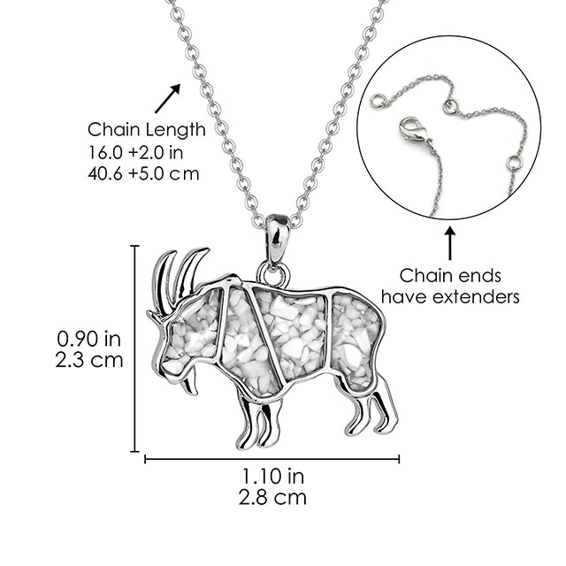 Gemstone Animal Necklace Turquoise Tiger's Eye Tumbled Chips Animal Pendant Necklace Moose Goat Deer Wildlife Nature Jewelry Gift for Women Men