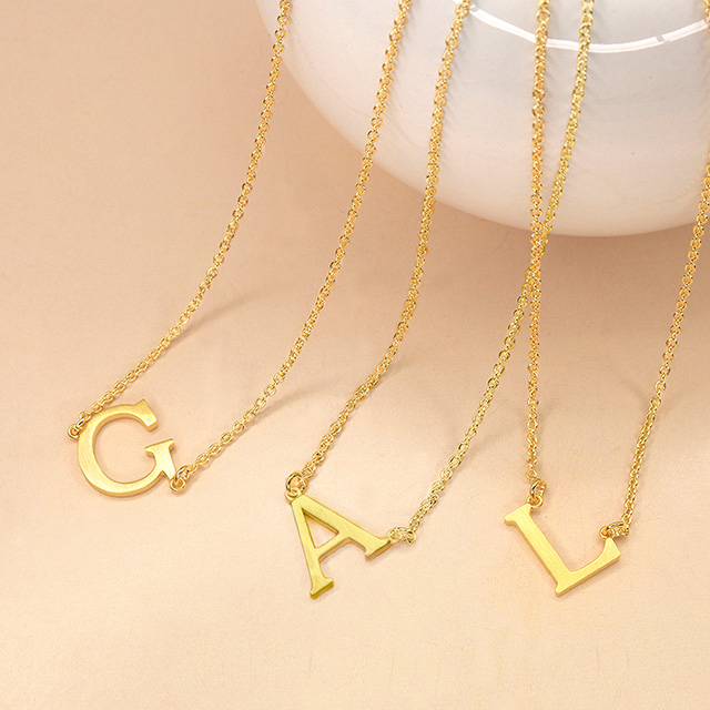 Sideways18K Gold Plated Dainty Tiny Initial Necklace A-Z Alphabet Letter Pendant Monogram Name Necklace