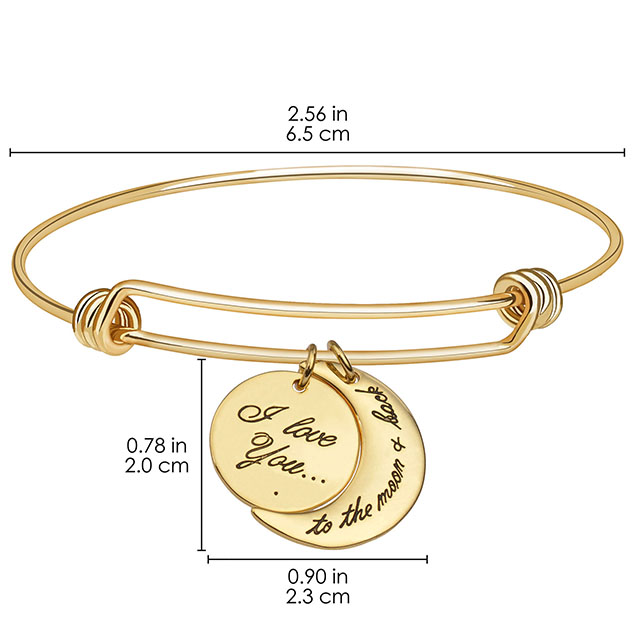 I Love You to The Moon and Back Bracelet Silver Gold Plated Moon Pendant Bracelet Jewelry Gifts for Women Mom Wife Girlfriend