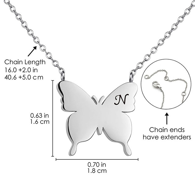 Dainty Initial Butterfly Necklace for Women Stainless Steel Butterfly Pendant Letter Name Necklaces Personalized Initial Necklace Butterfly Jewelry Gifts 