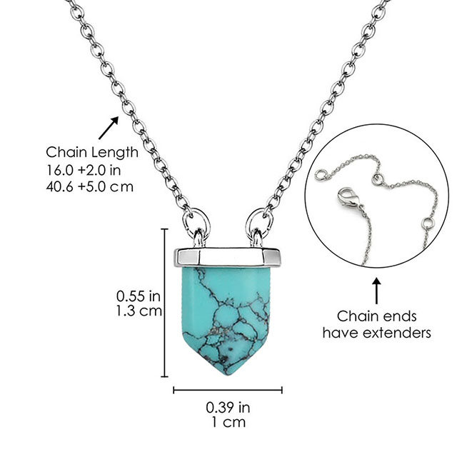 Dainty Gemstone Necklace for Women Silver Plated Turquoise Amethyst Charm Natural Stone Pointed Chakra Healing Crystal Pendant Spiritual Choker Necklace for Women Girls Jewelry Gift