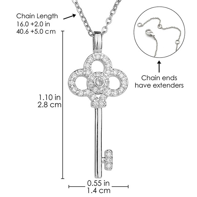 Unlock Your Dreams - Cubic Zirconia Key Necklace