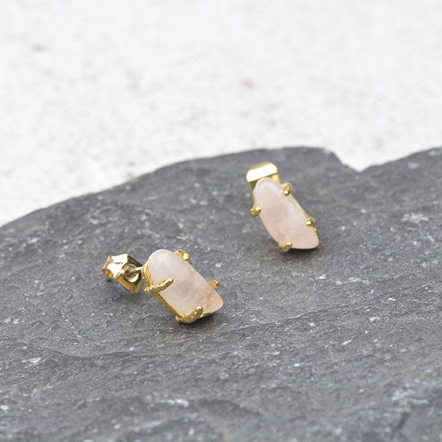Gemstone Earrings Studs for Women Girls Hypoallergenic Silver Gold Plated Cats Eye Stone White Howlite Turquoise Rose Quartz Earrings for Women Fashion Jewelry Gift