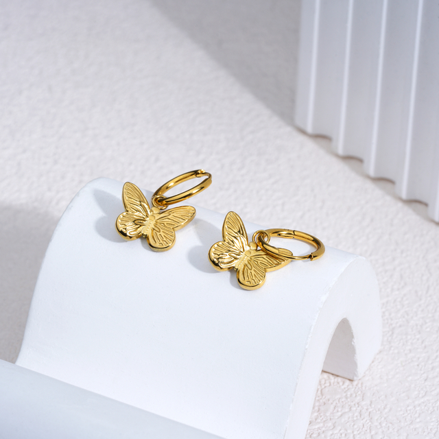 Trendy Gold Plated Stainless Steel Earrings