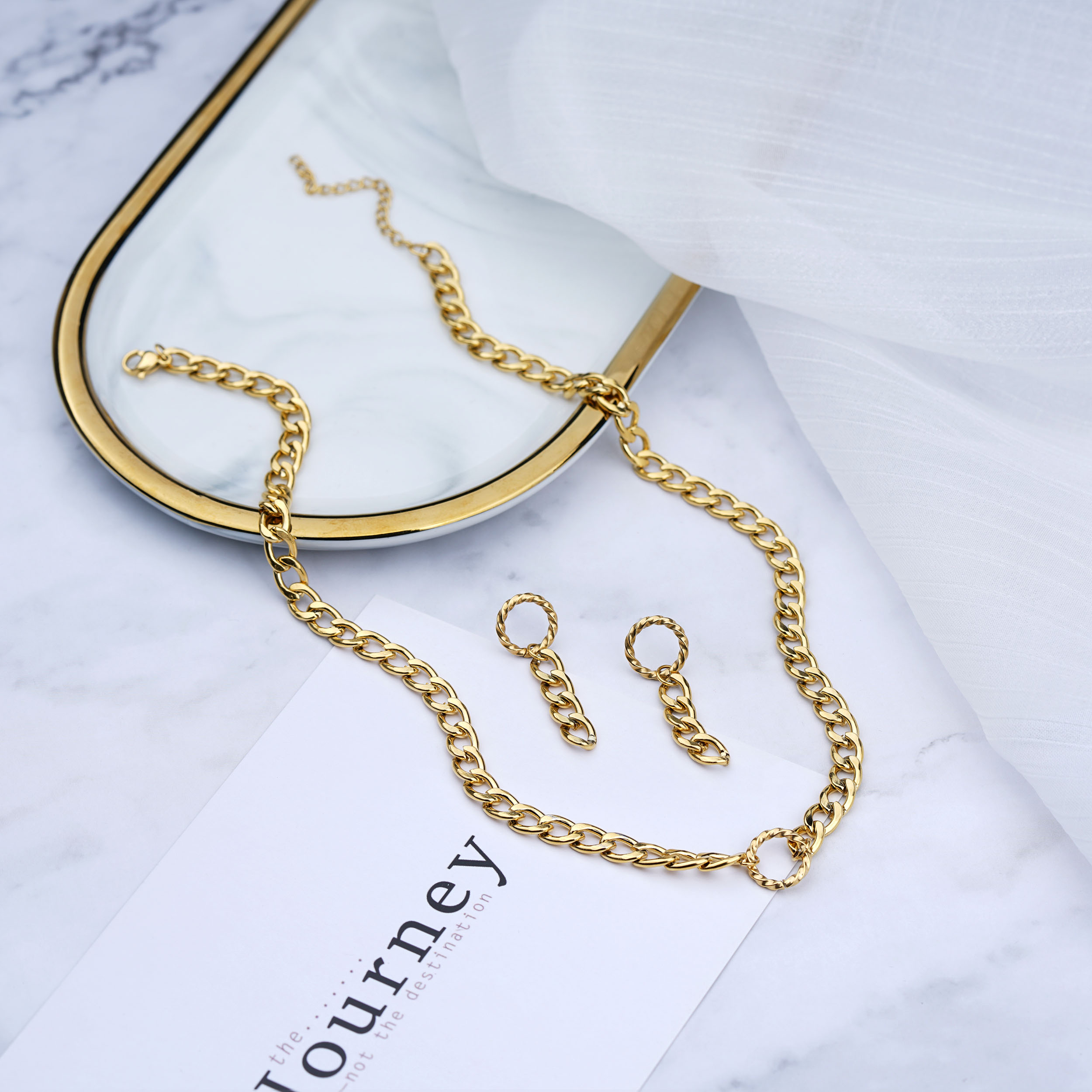Stainless Steel Necklaces Cuban Chain Necklace Women Large Chunky Choker 