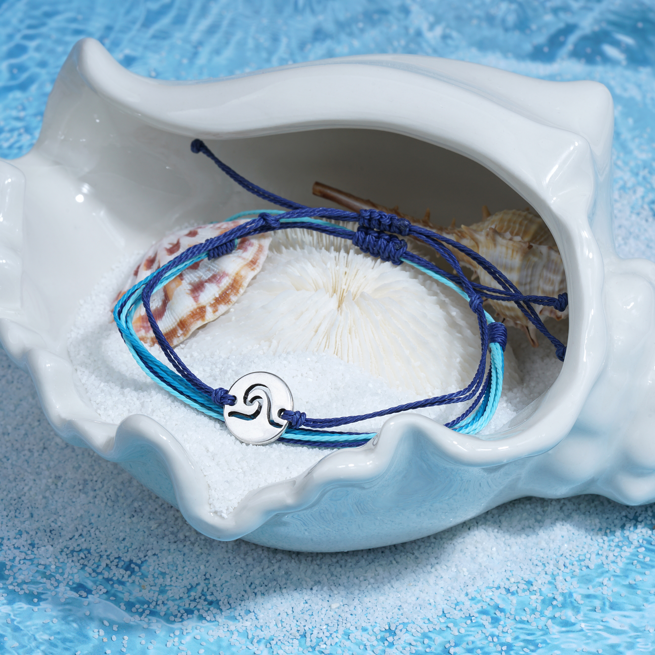 Ocean Wave Charm Double Layered Adjustable Summer Bracelets 