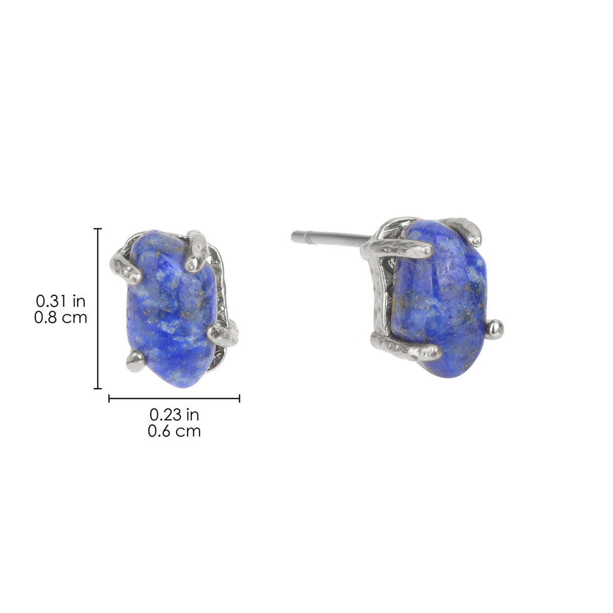 Lapis Semi-Precious Genuine Stones Studs Earrings for Spiritual Connection 