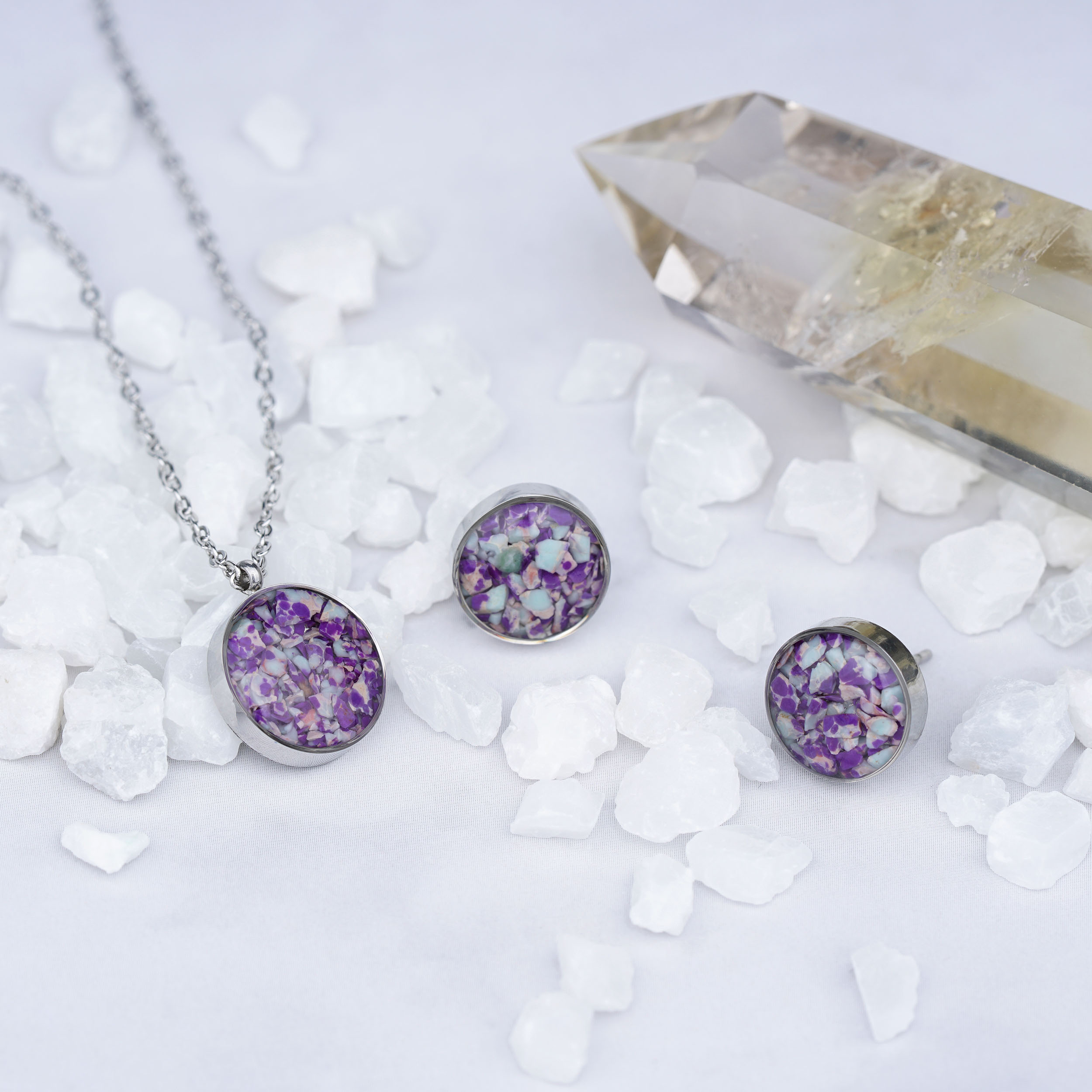 Wholesale Semi Precious Stones Power Stone Fragment Necklace 