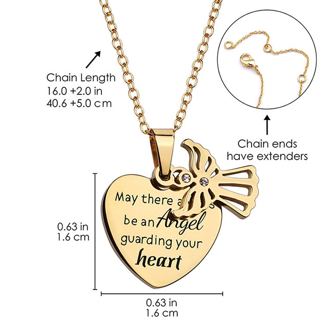 Customized Stainless Steel Ip Gold Plated Heart Angel Hugs Necklace 