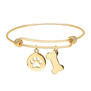 Paw Print Jewelry Gold Plated Expandable Bracelet Dog Lovers Gifts