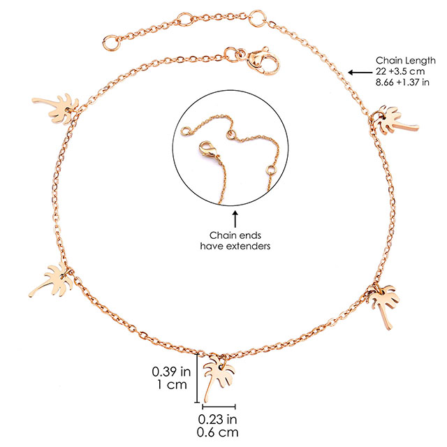 Palm Tree Anklets for Women Silver Gold Plated Beach Ankle Bracelets Palm Tree Charm Anklet Adjustable Boho Summer Foot Jewelry 