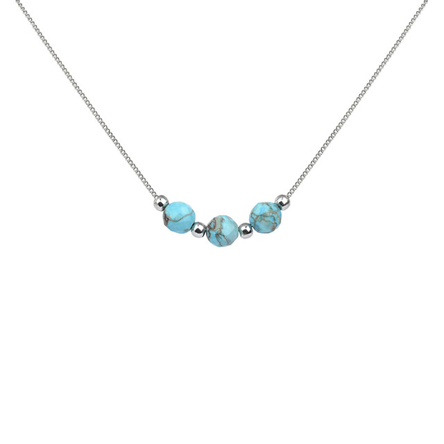 Three Crystal Beaded Simulated Opal Necklace