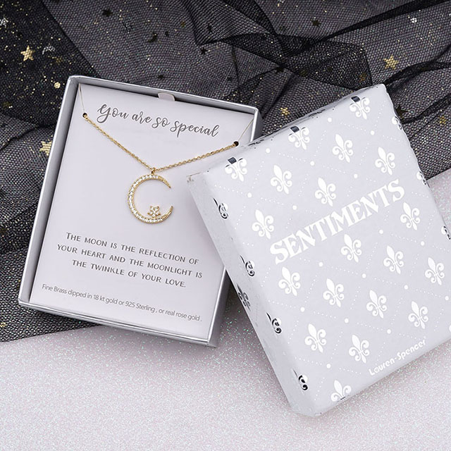  Moon Necklace for Women Silver Gold Plated Dainty Cubic Zirconia Crescent Moon Star Pendant Necklace Moon Jewelry for Women Girls Birthday Christmas Valentines Day Gift for Girlfriend