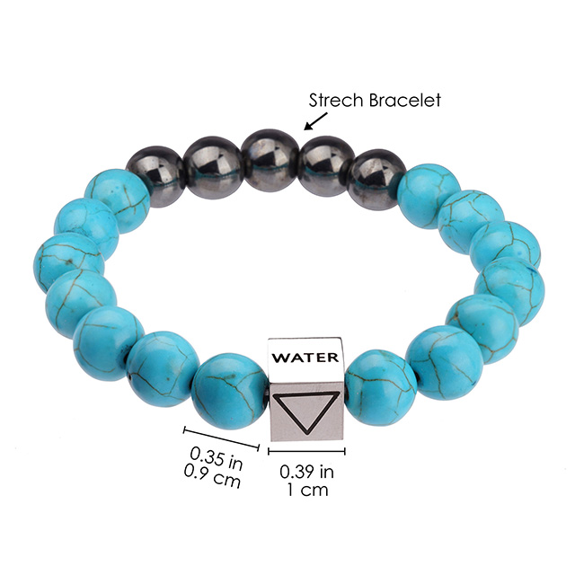 Gemstone Beaded Bracelets for Women 4 Element Cube Crystal Stone Beaded Stretch Bracelets 