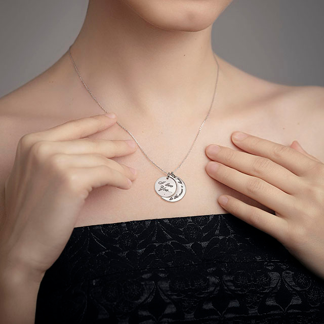 I Love You to The Moon and Back Necklace Silver Gold Plated Moon Pendant Necklace Jewelry Gifts for Women Mom Wife Girlfriend