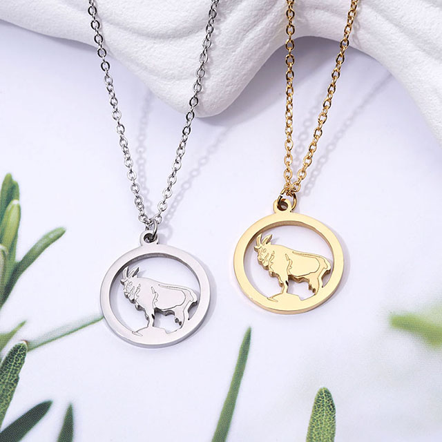  Animal Necklace for Women Silver Gold Plated Wildlife Nature Animal Pendant Circle Necklace Bear Moose Deer Elk Necklace Nature Jewelry Animal Lover Gifts 